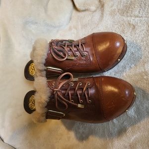 Vince Camuto Brown Leather Backless Booties Size 10B